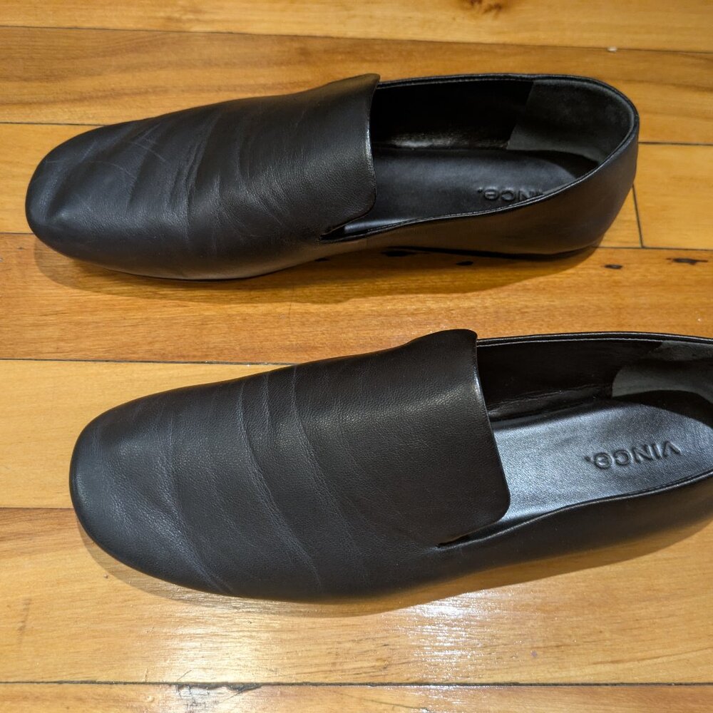 Theory Black Soft Leather Demi Loafers